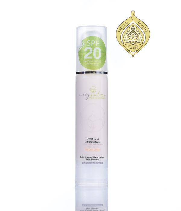 Hydrating Day Cream for Greasy and Mixed Skin with Mango Butter, Peony-, Coffee and Aloe Vera Extracts - 50 ml
