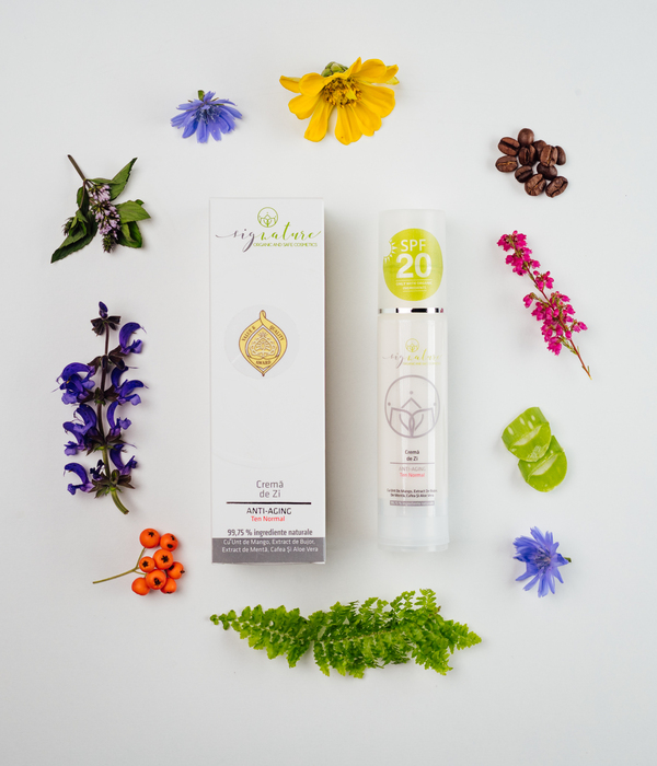 Hidratáló Nappali Arckrém Normál Arcbőrre Lágy Mangóvajjal, Bazsarózsa-, Kávé-, Menta és Aloe Vera Kivonatával - 50 ml