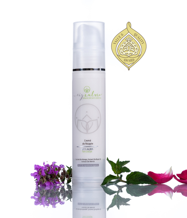 Hydrating Night Cream for Dry Skin with Mango Butter, Peony- and Mint Extract - 50 ml